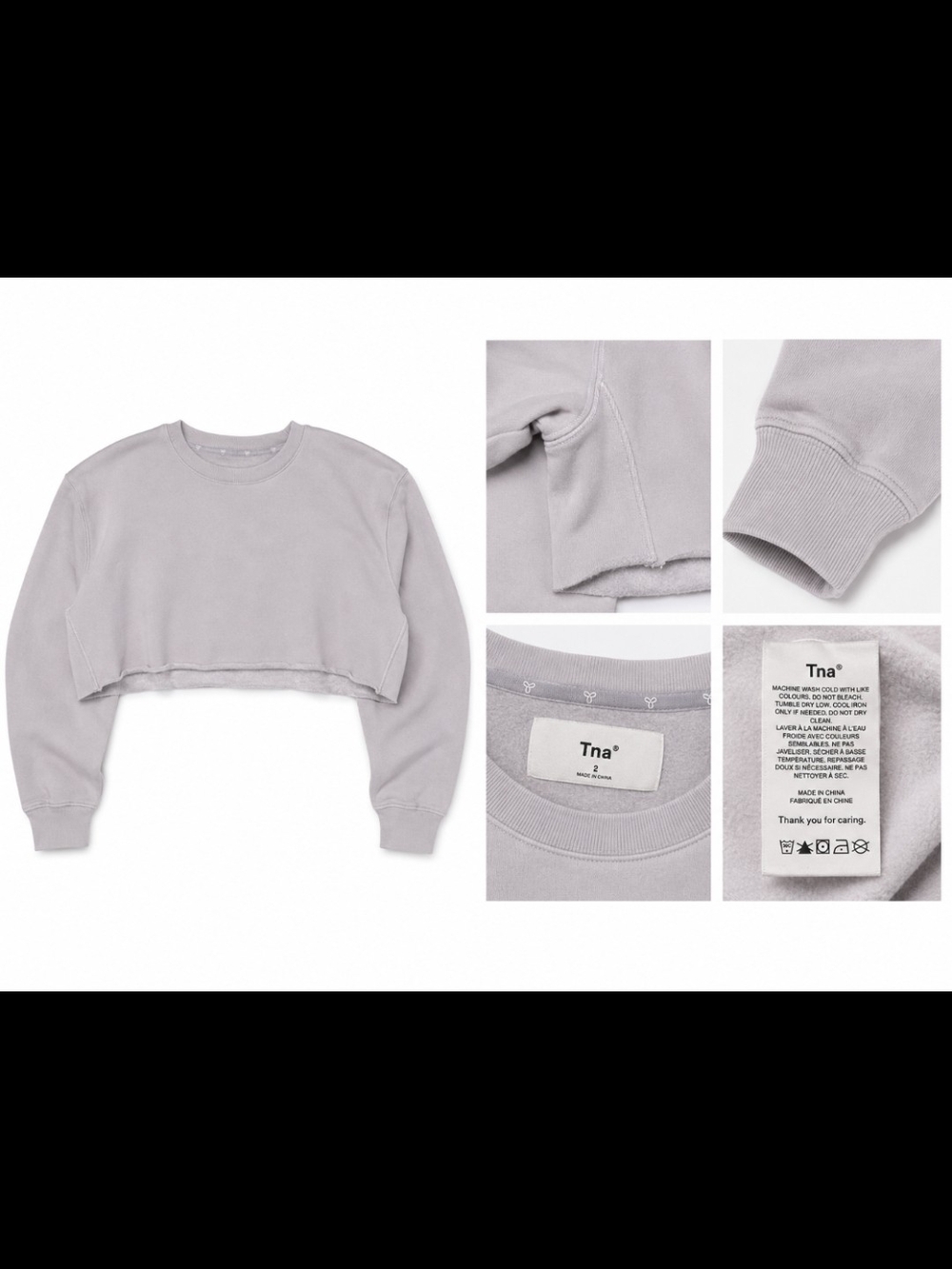TNA Cropped Crew Sweatshirt in Light Lavender Gray